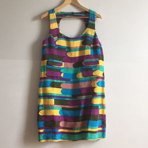 TIBI New York Silk Linen MultiColor Lollipop Dress